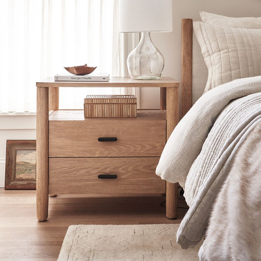 SKU - BL-BS-001 (2 drwr wooden bedside)