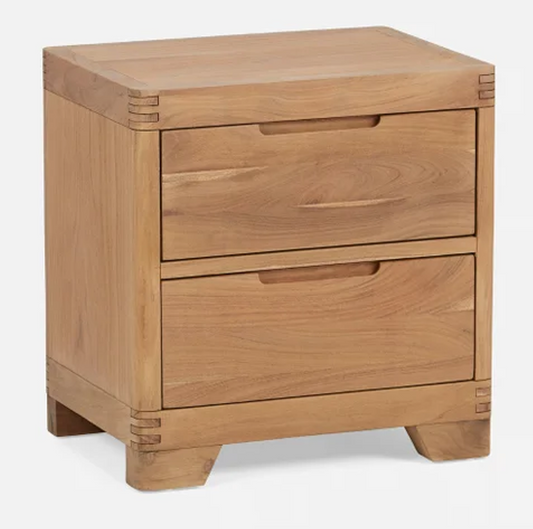 SKU - BL-BS-003 (2 drwr natural wooden bedside)